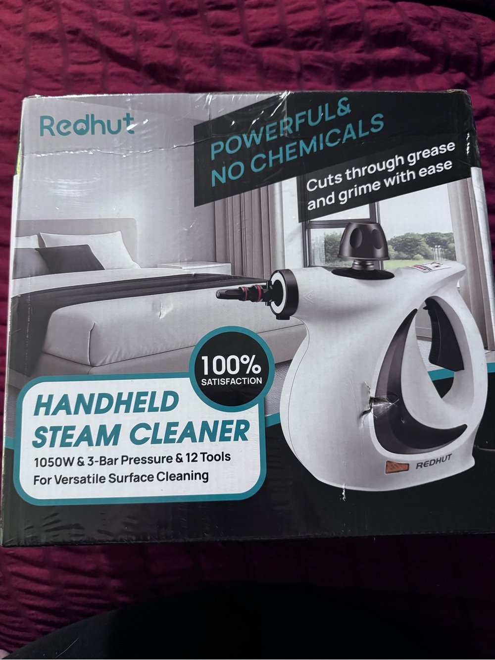 Redhut White Handheld Steam Cleaner - Powerful Chemical-Free Cleaning NIB